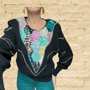 Vintage Bonnie Boerer Sequin Sweater with Dolman Sleeves